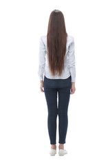 rear view. young woman with long hair