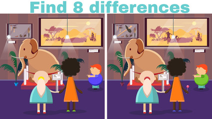Cartoon Illustration of Finding 8 differences