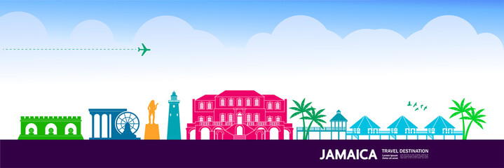 Jamaica travel destination grand vector illustration.
