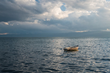 boat on Ohrid Lake in Macedonia