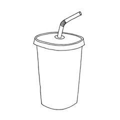 paper cup and straw vector illustration design hand drawing save environment