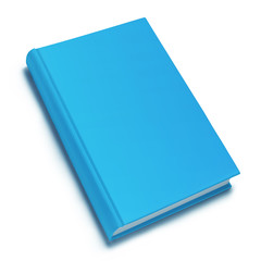 Blue hard cover book, isolated on white background