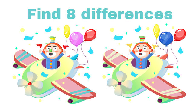 Cartoon Illustration of Finding 8 differences