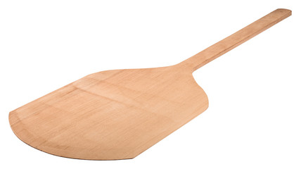 wooden pizza shovel isolated on white background
