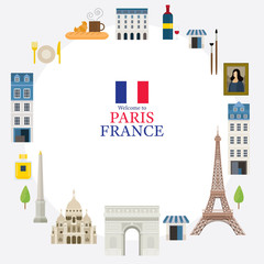 Paris, France Landmarks and Travel Frame