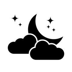 paper art style.Vector of a crescent moon with stars on a cloudy night sky. Moon and stars background.