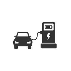 Obraz premium Electrocar charging process vector flat icon eps 10