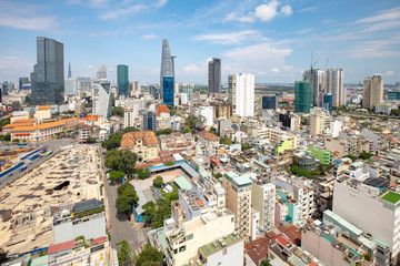 Fototapeta premium Aerial view over Ho Chi Minh City