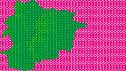 Fototapeta na wymiar Honey comb mosaic map of Andorra with colored hexagon shapes
