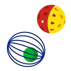 Two cat toys. Two color balls