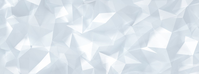 White background with crystals, triangles. 3d illustration, 3d rendering.