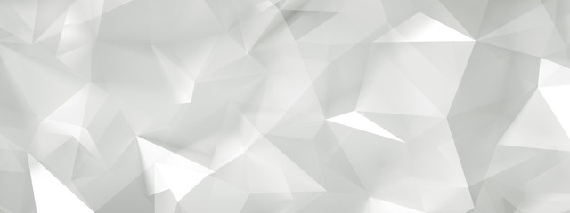 White background with crystals, triangles. 3d illustration, 3d rendering.