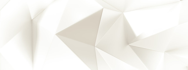 White background with crystals, triangles. 3d illustration, 3d rendering.