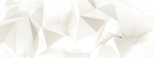 White background with crystals, triangles. 3d illustration, 3d rendering.