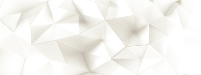 White background with crystals, triangles. 3d illustration, 3d rendering.