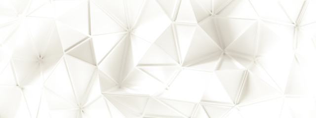 White background with crystals, triangles. 3d illustration, 3d rendering.