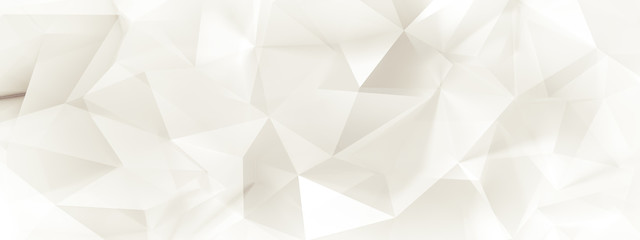 White background with crystals, triangles. 3d illustration, 3d rendering.