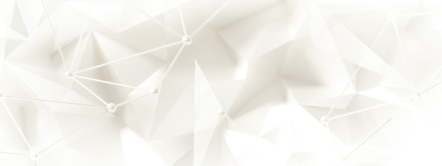 White background with crystals, triangles. 3d illustration, 3d rendering.