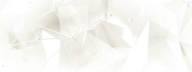 White background with crystals, triangles. 3d illustration, 3d rendering.