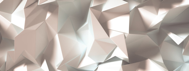 Beige background with crystals, triangles. 3d illustration, 3d rendering.