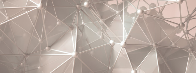 Beige background with crystals, triangles. 3d illustration, 3d rendering.