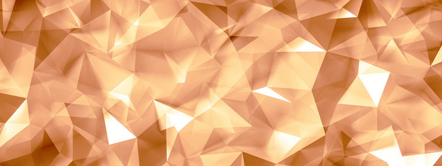 Golden background with crystals, triangles. 3d illustration, 3d rendering.