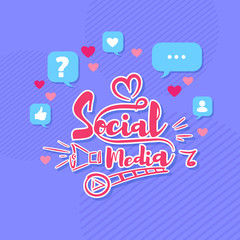 Hand drawn lettering. Vector concept with icons and symbols for online communication and social media