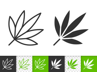 Green leaf of tree simple black line vector icon