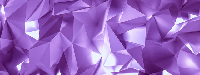 Obraz premium Magenta tło z kryształami, trójkąty. Ilustracja, renderowanie 3d.