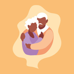 cute old couple hugged in frame
