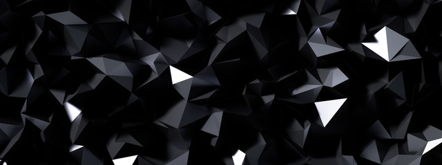 Black gray background with crystals, triangles. 3d illustration, 3d rendering. - 284885503