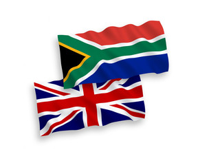 Flags of Great Britain and Republic of South Africa on a white background