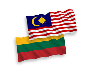 Flags of Lithuania and Malaysia on a white background