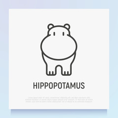 Cartoon hippo thin line icon. Modern vector illustration.