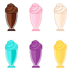 Flat milk shake set, Strawberry, chocolate, vanilla