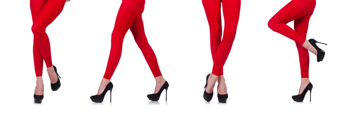 Woman legs in long stockings