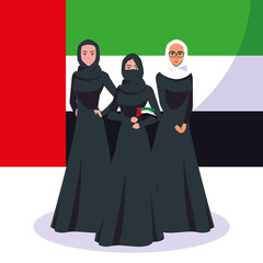 emirati women day poster with group of females