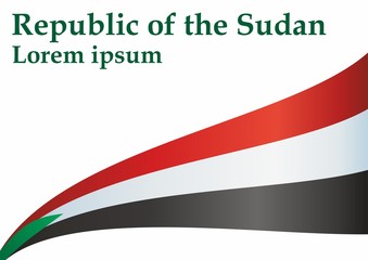 Flag of Sudan, Republic of the Sudan, is a country in Northeast Africa. Template for award design, an official document with the flag of Sudan. Bright, colorful vector illustration.