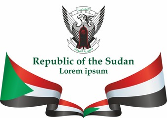 Flag of Sudan, Republic of the Sudan, is a country in Northeast Africa. Template for award design, an official document with the flag of Sudan. Bright, colorful vector illustration.