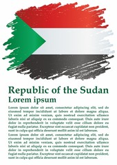 Flag of Sudan, Republic of the Sudan, is a country in Northeast Africa. Template for award design, an official document with the flag of Sudan. Bright, colorful vector illustration.