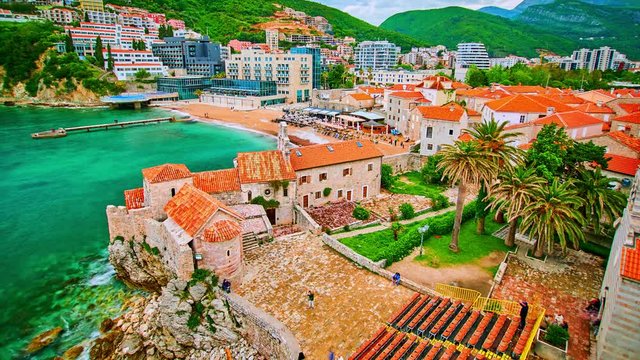 Budva Old town time lapse video with beautiful colours and motion blurr 