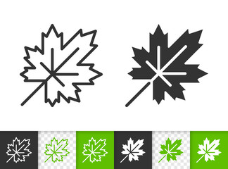 Green leaf of tree simple black line vector icon