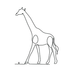 Giraffe one line drawing on white isolated background. Vector illustration