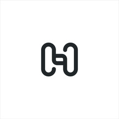letter H line outline monoline vector graphic minimalist