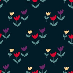 Fototapeta na wymiar Bright floral seamless background with simple pattern