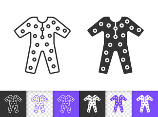 Pajama sleepwear nightwear black line vector icon
