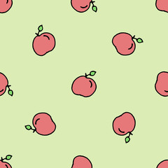 Simple minimalist pattern with apples, peaches. Seamless design for fabric, cover, banner, interior, children's clothing, print for packaging cosmetics, gift packaging