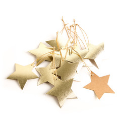 Papiersterne in gold zum Aufhängen: Weihnachten Deko isoliert: Sterne