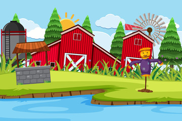 An outdoor scene with farm