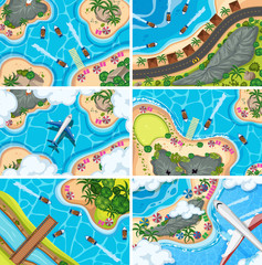 Naklejka premium Set of aerial view scenes